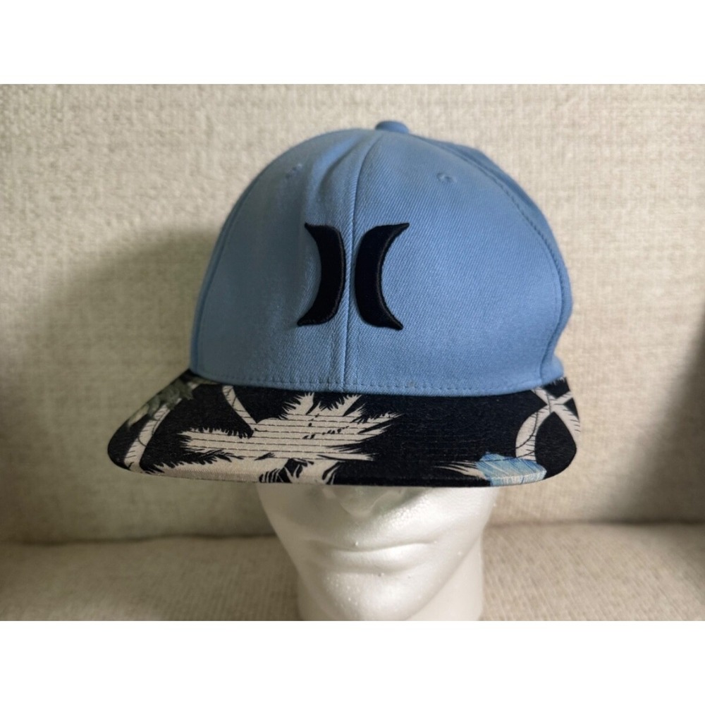 Hurley Yupoong One Ten Hawaiian Floral Tropical Palm Trees‎ Snapback Hat Blue